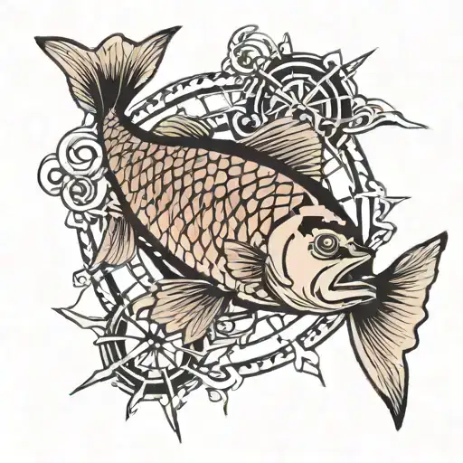 Carp With Norse Compass Surrounded