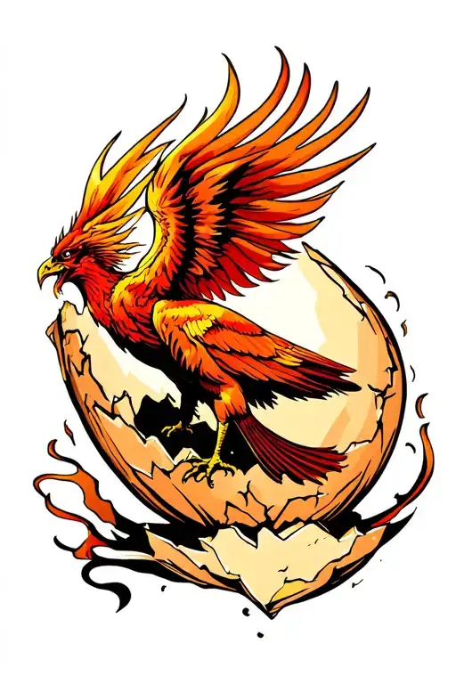 Phoenix Rising From Its Cracked Egg