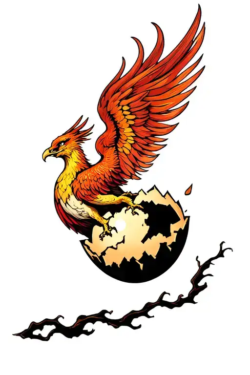 Phoenix Rising From Its Cracked Egg