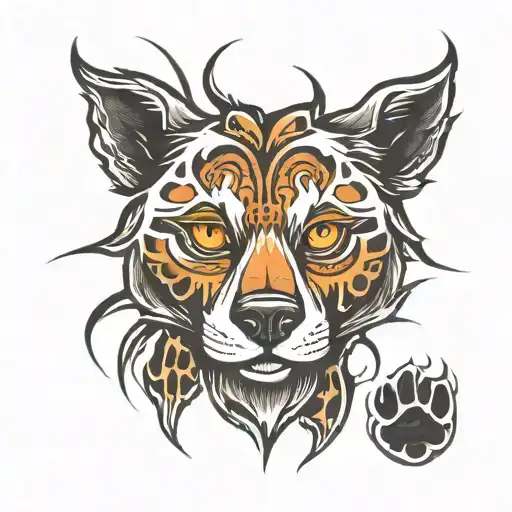 Wolf Paw Print With Straz In The Middle