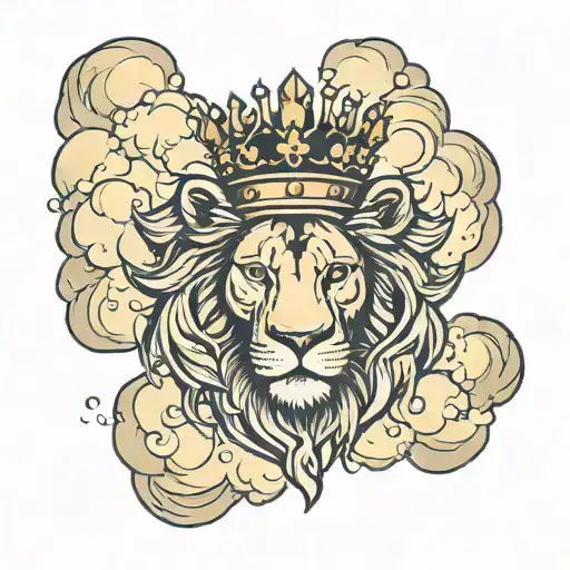 Lion And Crown Surrounded By Clouds
