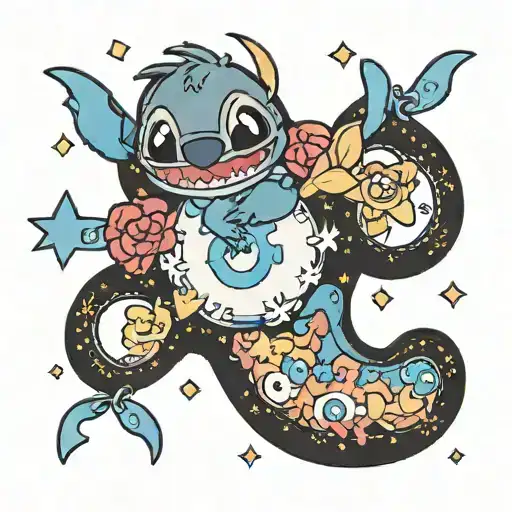 Stitch Hanging Stars In The Shape Of A Semicolon