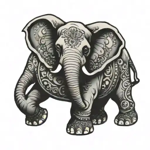 Elephant With Raised Trunk Drawn