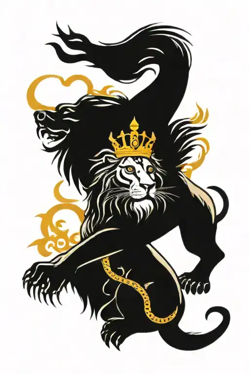 Lion With A Crown And Phoenix Bird Surrounded And Lord Shiva Holding Trisul With Sitting On Bull