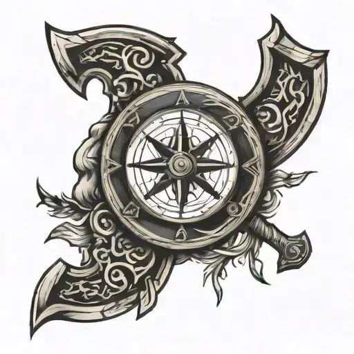 Axes And Runic Compass Design