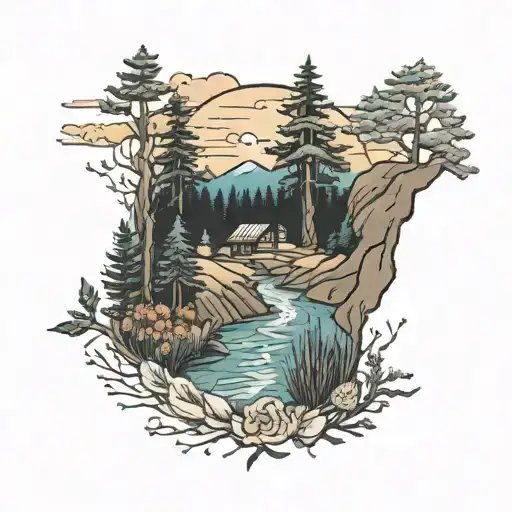 Portrait Of North Carolina And Michigan Landscape