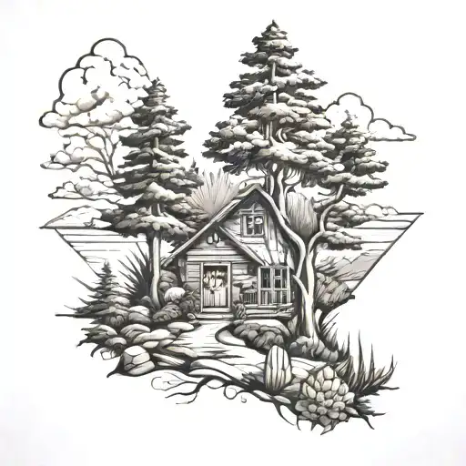 Portrait Of North Carolina And Michigan Landscape