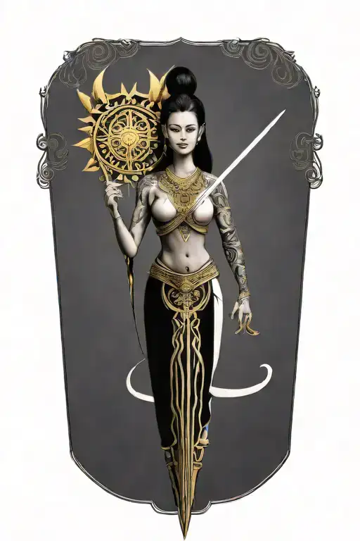 Thai Goddess Sword And Shield