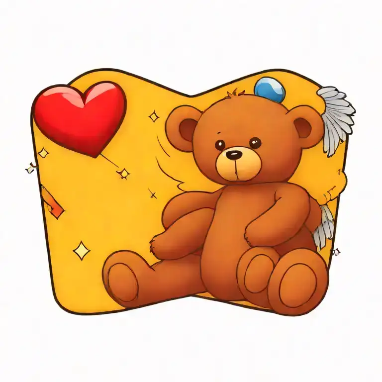 Teddy Bear With Angel Wings And Gem Heart