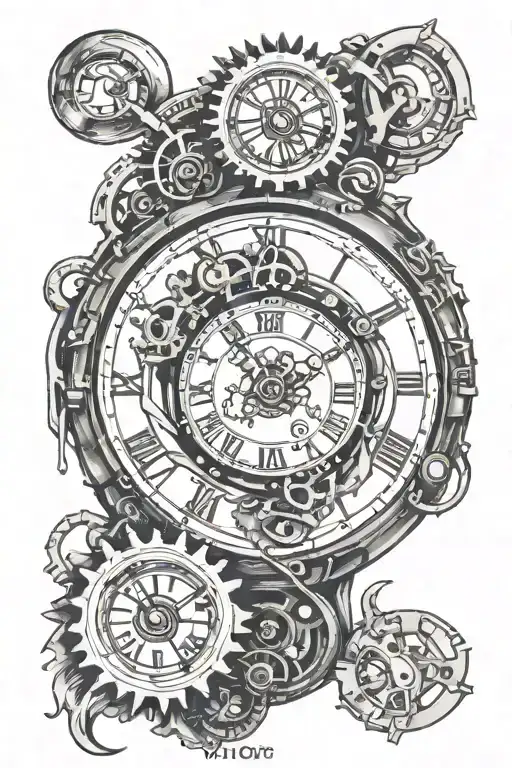 Mountain And Clock Chained With Gears And At The End 3 Pocket Whatch