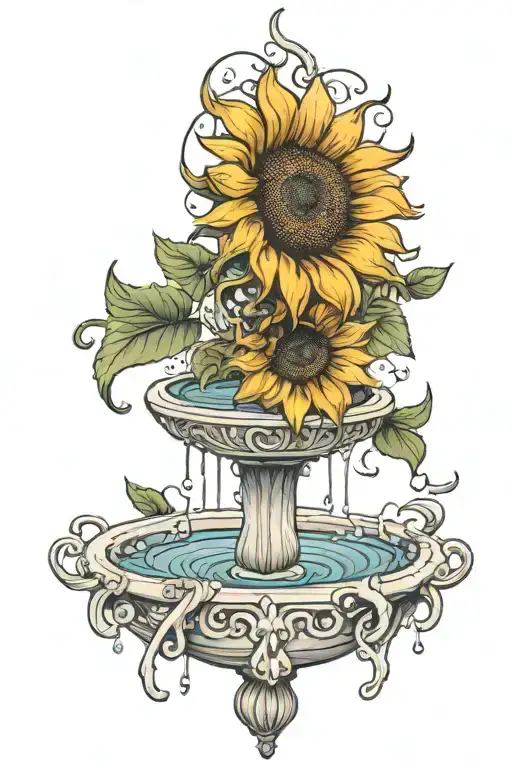 A Sunflower Blooming Into A Fountain With Intricate Details