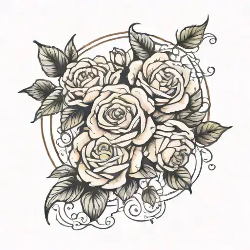 Thin Circle Of Neo Traditional Roses