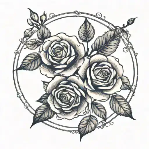 Thin Ring Of Neo Traditional Roses