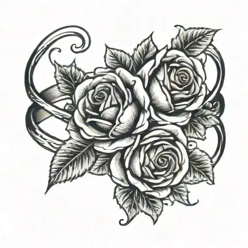 Thin Open Ring Of Neo Traditional Roses