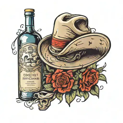 Bottle Of Pino Grigio Wearing Cowboy Hat