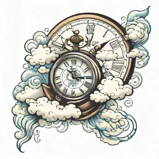Pocket Clock With Clouds