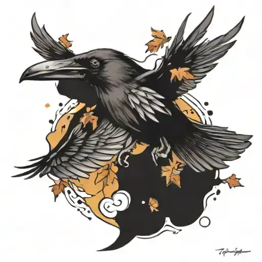 Flying Crow Besides Fall To Pieces
