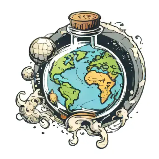 Map Of Earth In A Glass Bottle Floating Around In Space