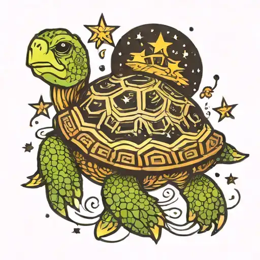 Cute Turtle With Infinite And Stars That Can Go On Your Spin