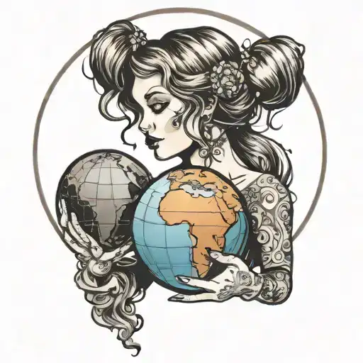 Girl With A Globe In Her Hands