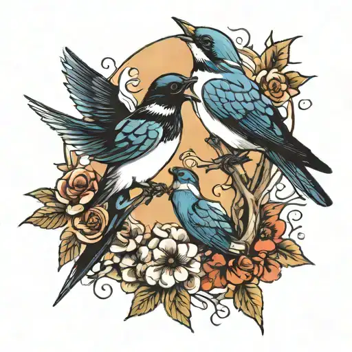 Swallow And Magpie Bird