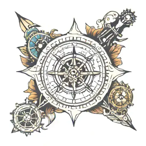 Nautical Compass And Clock
