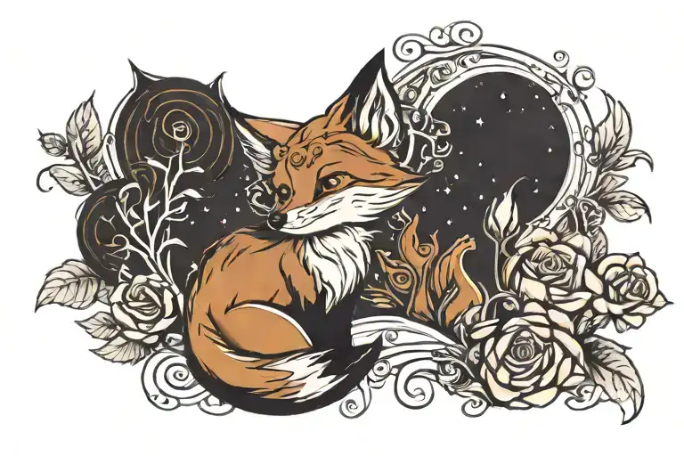 Little Prince Fox And Rose Intertwined