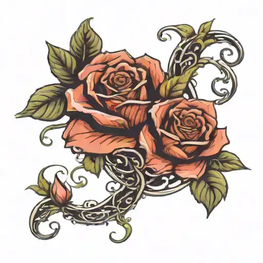 Cresnt Moon Rose And Vines Wrapping