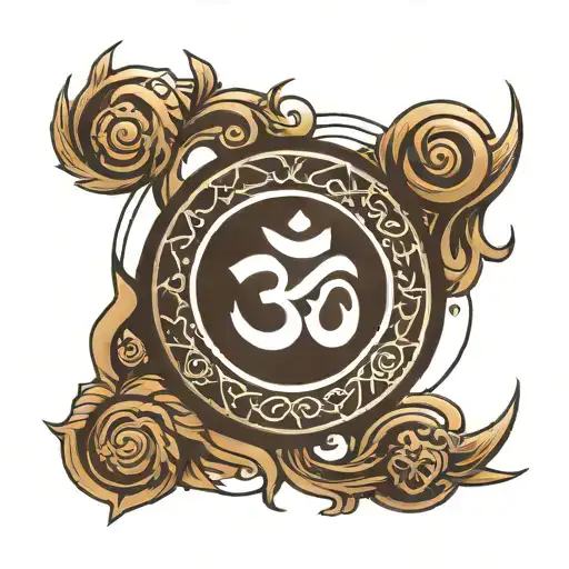Om Symbol Circle Outside Written Taral Anal Gagan Pawan Dhara Dhara Shivaye Shivam In Hindi