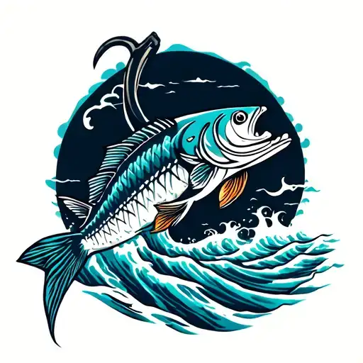 Ocean Waves Crashing On The Beach With Makau Tribal Fish Hook Background