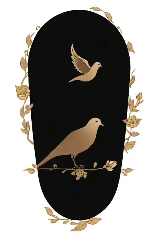 Perched Dove In A Wreath Of Roses