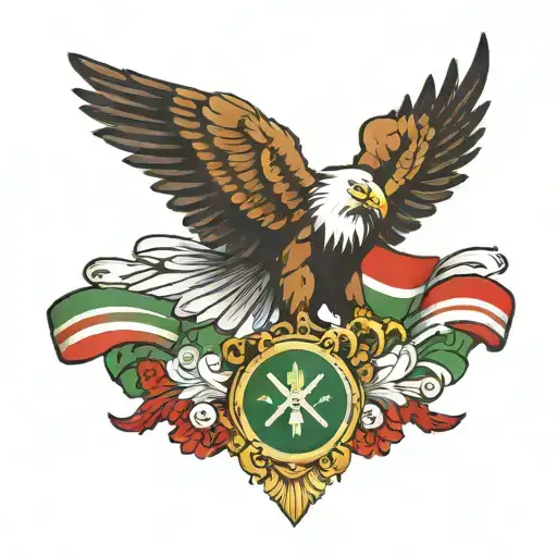 Eagle With Green White And Red Flag With Roman Numerals