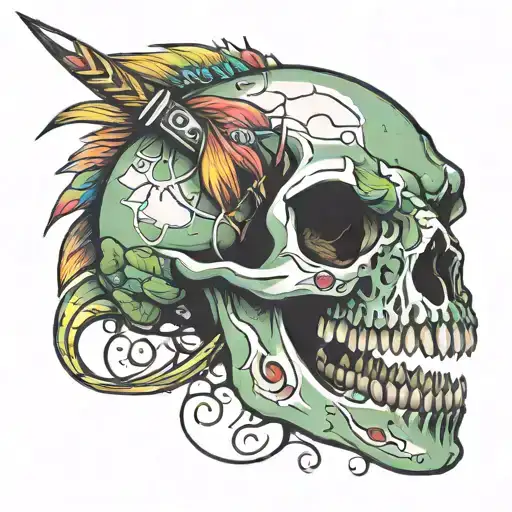 Dinosaur Skull With Paint Brushes