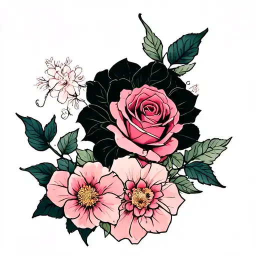 Sakura And Rose Intertwined