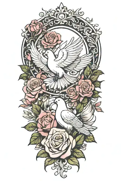 Rose Wreath And Dove