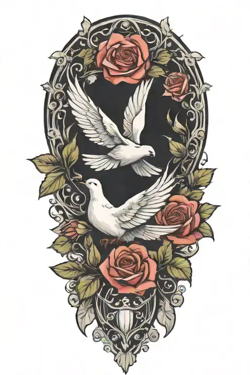 Rose Wreath With A Dove