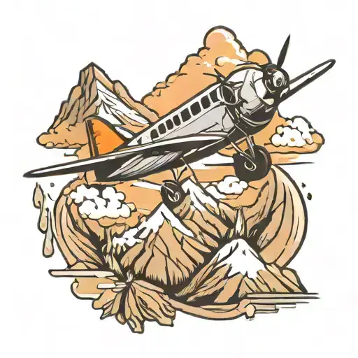 Airplane Flying Above Mountains