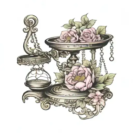 A Delicate Balance Scale With Intricate Floral Designs Representing Your Libra Zodiac Sign