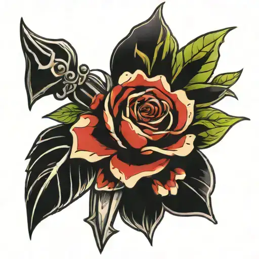 Dagger With A Flower With A Womens Face