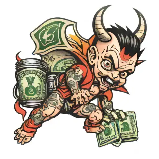Devil Angel Baby With Dollar Bundles