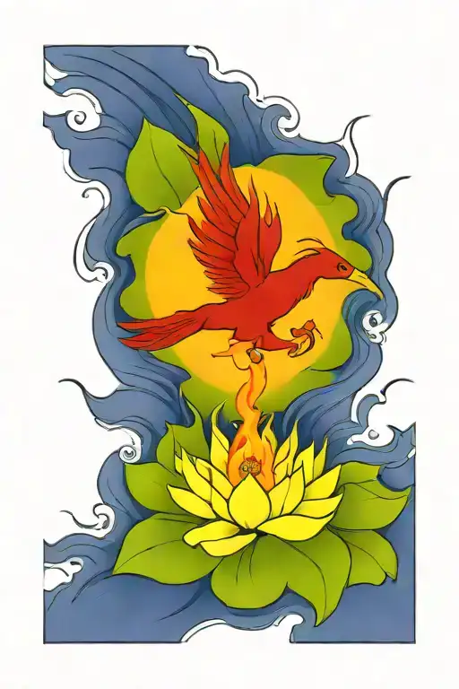 Pheonix Rising From A Lotus Flower