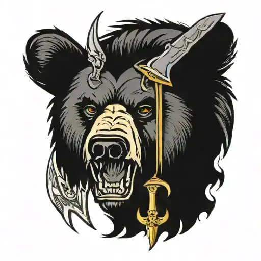 Bear Head With Dagger Piercing
