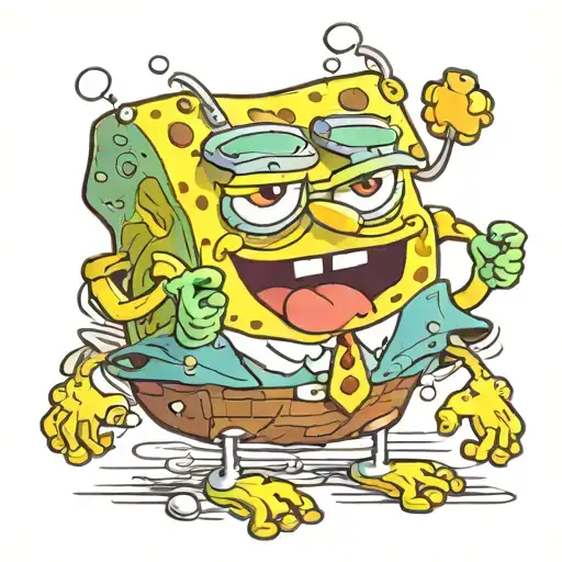 Spongebob Squarepants Holding A Derpy Frog