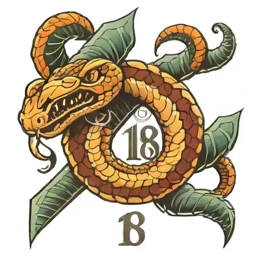 Number 18 In Form Of Snake