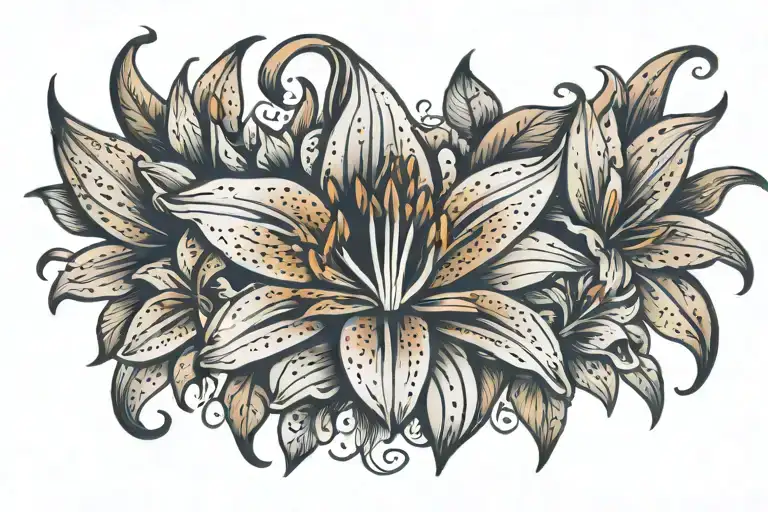 Tiger Lilly Flower Surrounded