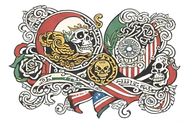 Mexican And British Flag Intertwined