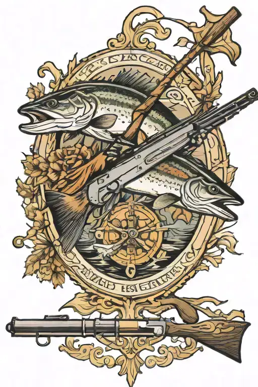 Fishing And Hunting Rifle Crossed