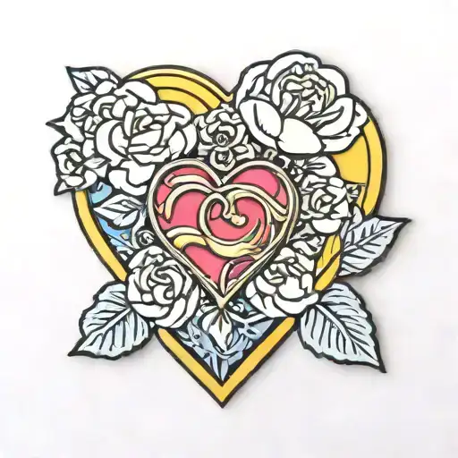 Sailor Moon Heart Brooch With Two Peonies
