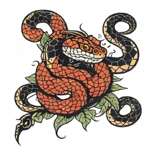 Small Red Snake Sexy Girly Tatto