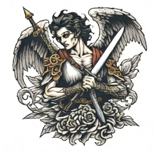 Betrayed Angel Holding A Sword